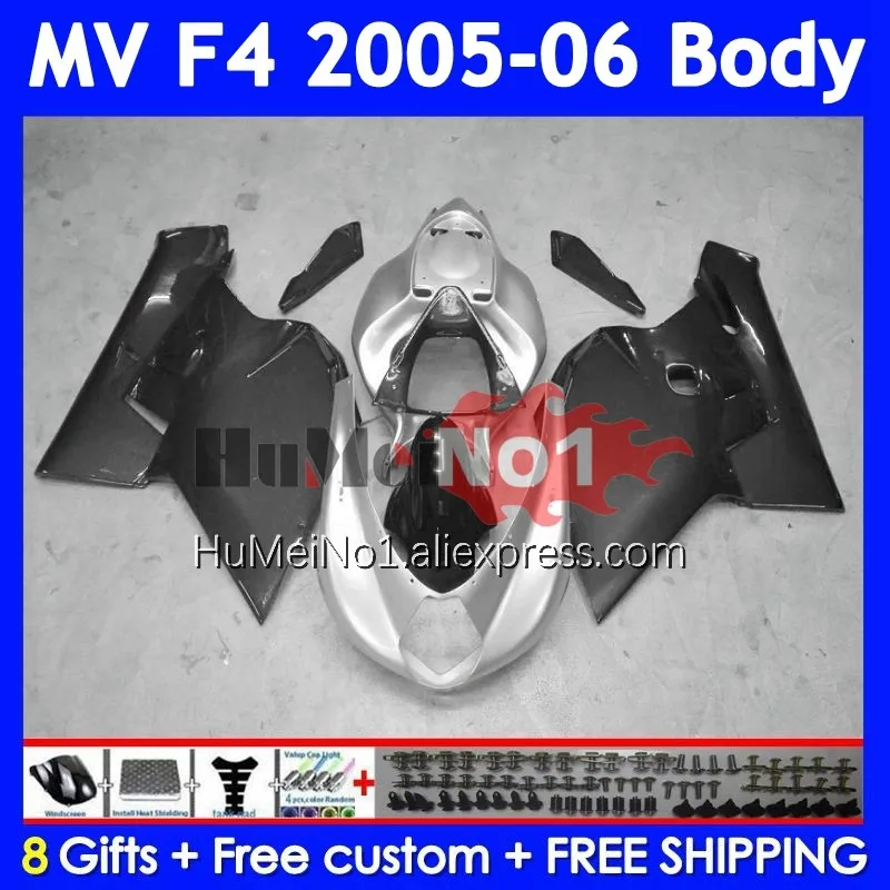 Body For Agusta MV F4 R312 750S 1000 R 750 1000CC 310No.69 Grey silvery 1000R 312 1078 1+1 MA MV F4 2005 2006 05 06 Fairing Kit