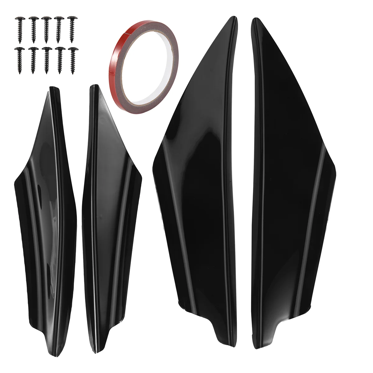 4Pcs Front Bumper Canards Splitter Body Diffuser Fins Body Spoiler Canard Universal Fit for Any Car