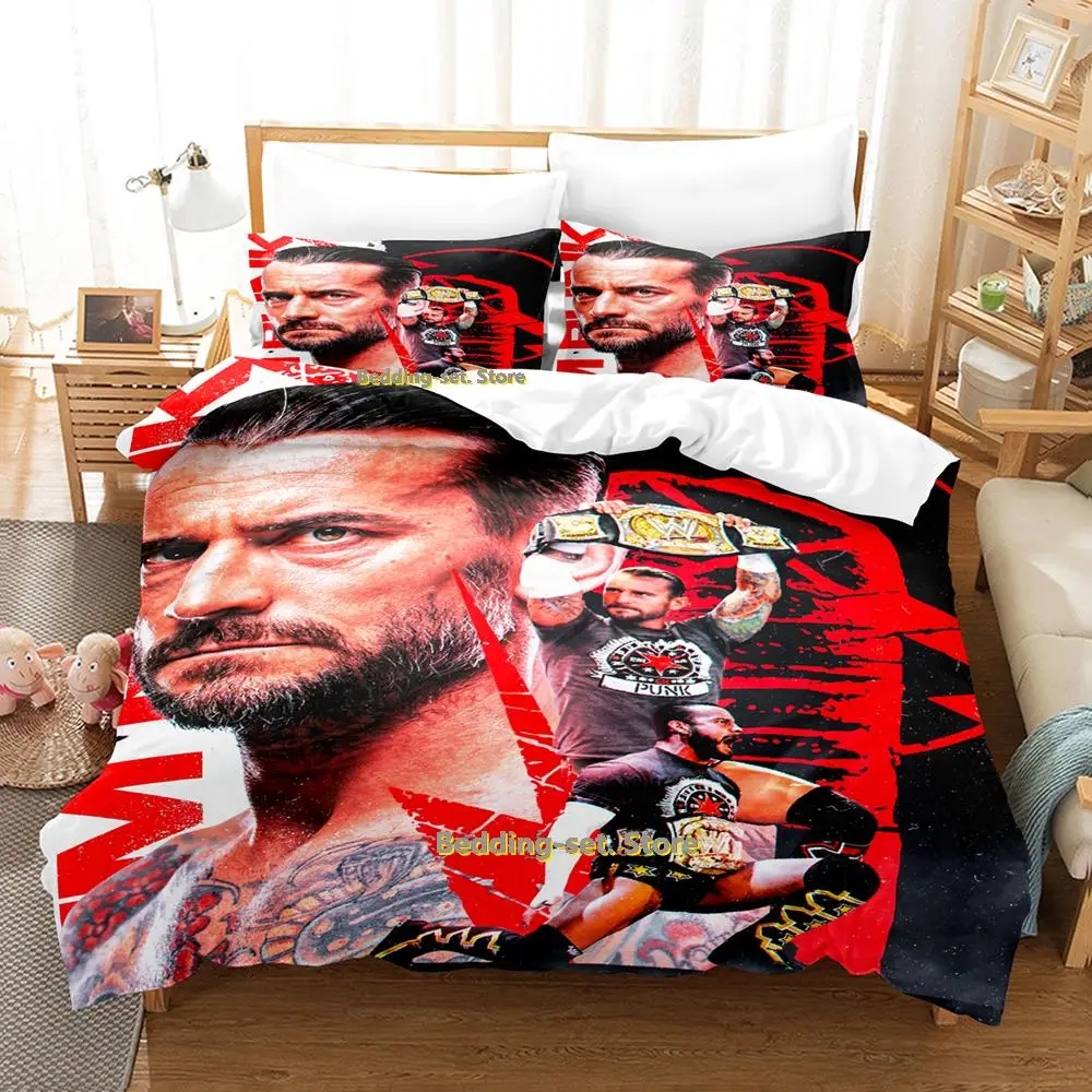 

2023 Cm Punk Aew The Best In The World Bedding Set Single Twin Full Queen King Size Bed Set Adult Kid Bedroom Duvetcover Sets