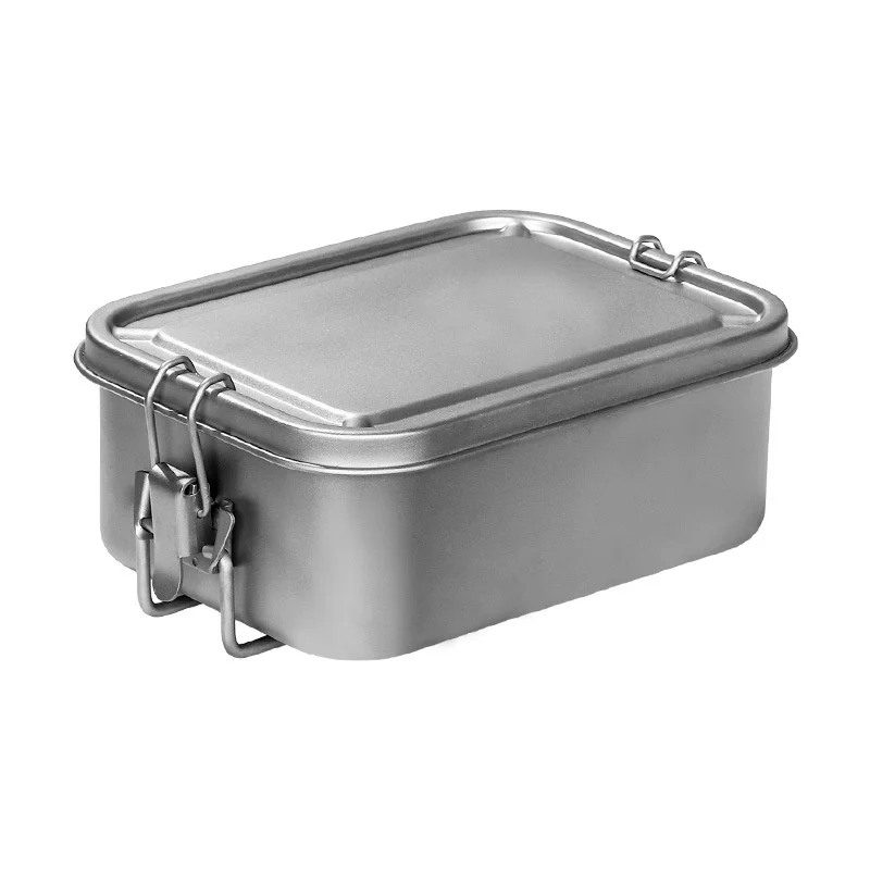 

Custom Logo Pure Titanium Camping Lunch Box with Sealed Lid Portable Outdoor 1200ml Large Capacity Bento Box for Hiking Travel