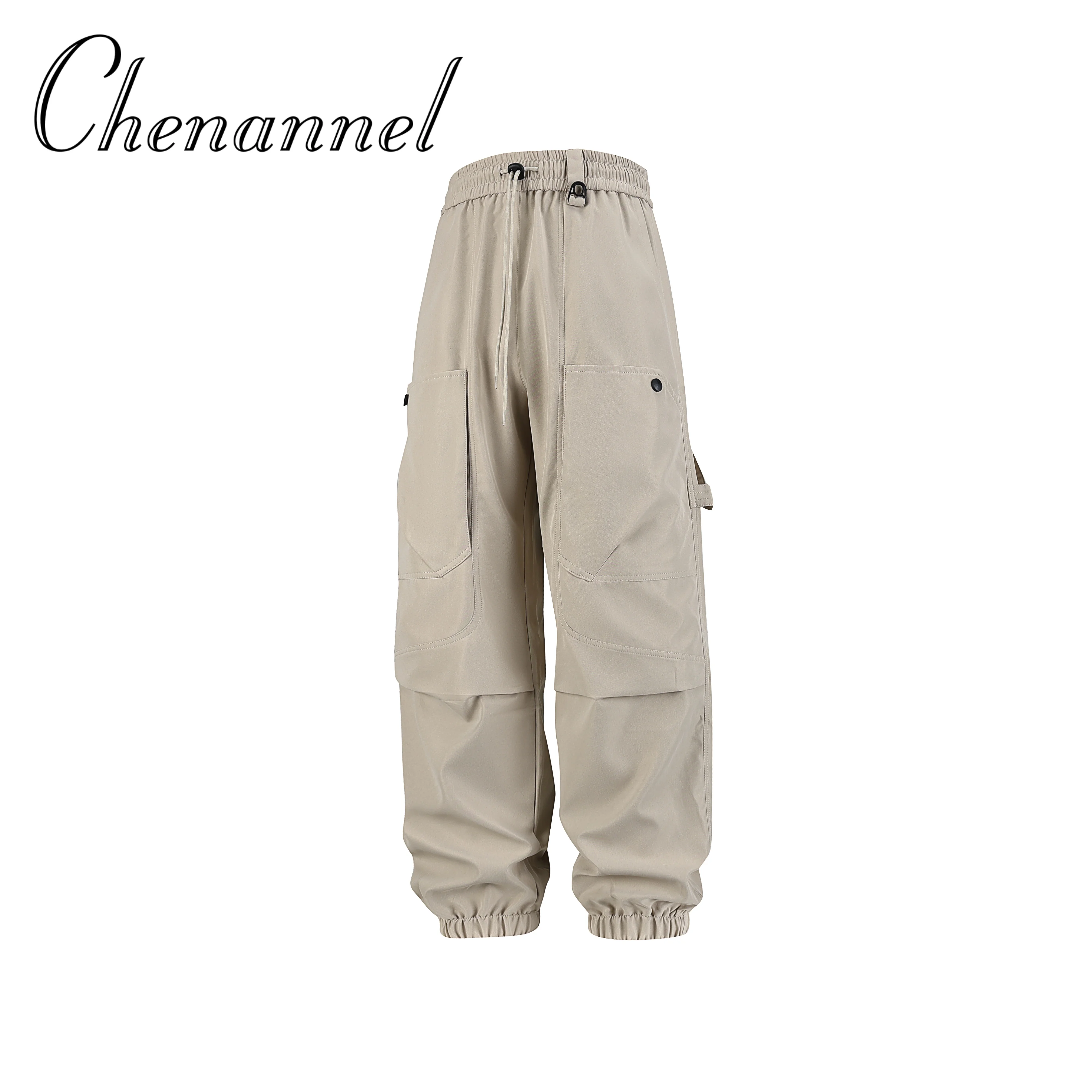 

Functional style solid color mountain style outdoor work pants men's stretchable wide leg pants, straight leg paratrooper pants