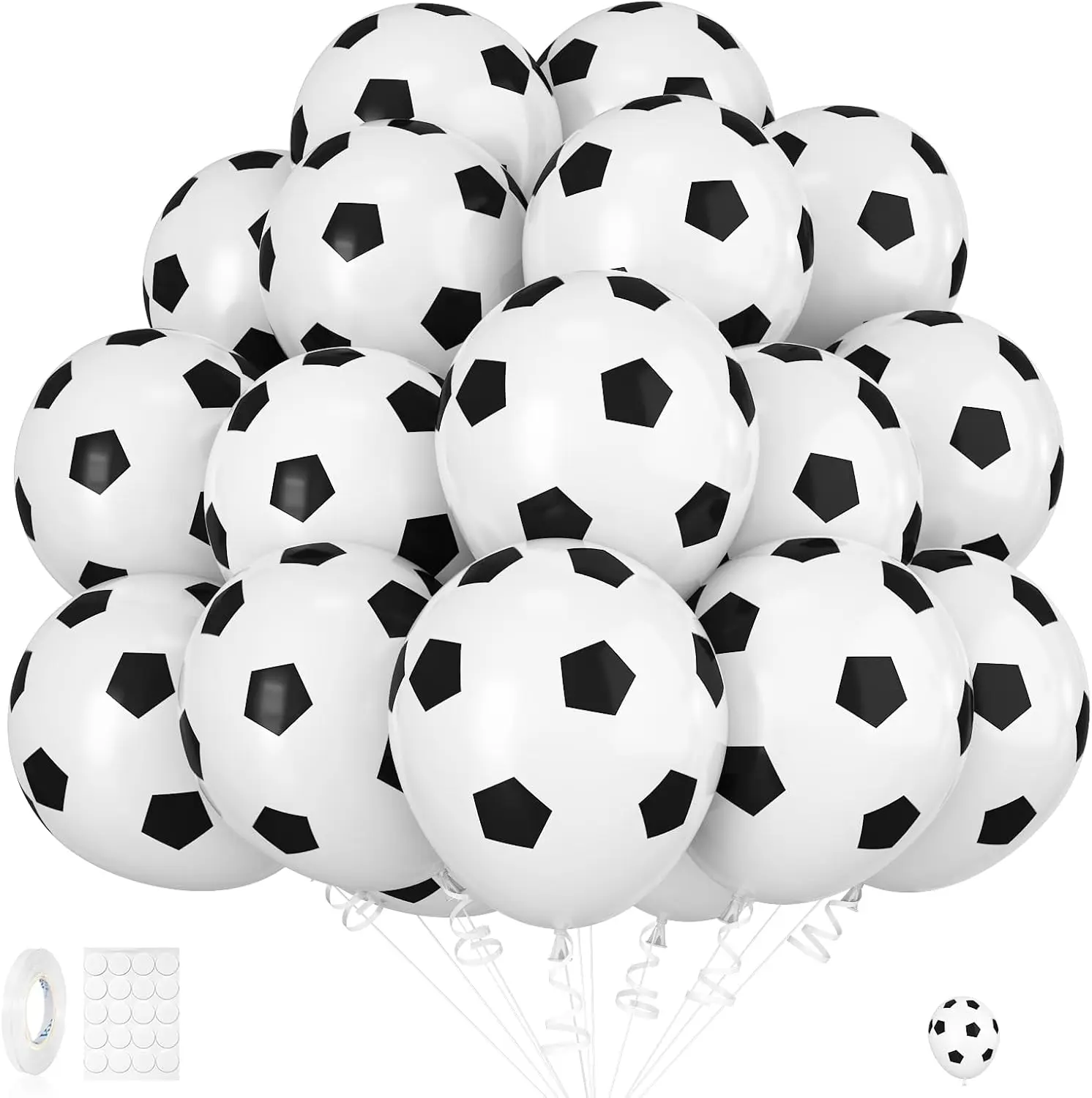 30pcs 12Inch Black White Soccer Latex Balloons for Soccer Party Birthday Decorations Kids Football Sport Theme Party Decorations