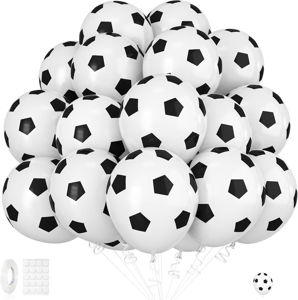  30pcs 12Inch Black White Soccer Latex Balloons for Soccer Party Birthday Decorations Kids Football Sport Theme Party Decorations