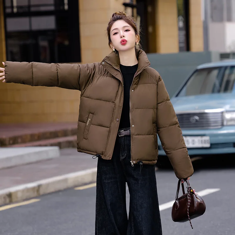 เสื้อโค้ทผู้หญิงสำหรับฤดูใบไม้ร่วงและฤดูหนาว ผ้าฝ้าย ไซส์ใหญ่ บุขนหนา ดีไซน์เรียบง่าย สวมใส่สบาย สไตล์ลำลอง โดดเด่น ไม่ซ้ำใคร ทรงเข้ารูป