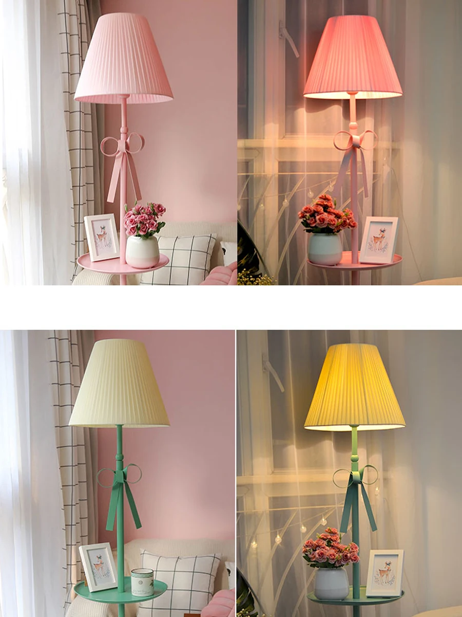 Imagem -05 - Nordic Princess Bow-knot Lâmpada de Assoalho para o Quarto das Crianças Menina Sala de Estar Quarto Bedside Led Pink Vertical Alto Standing Light