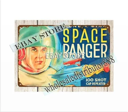 ENGLISH MADE LONE STAR SPACE RANGER DIECAST PISTOL toy tin sign metal signs