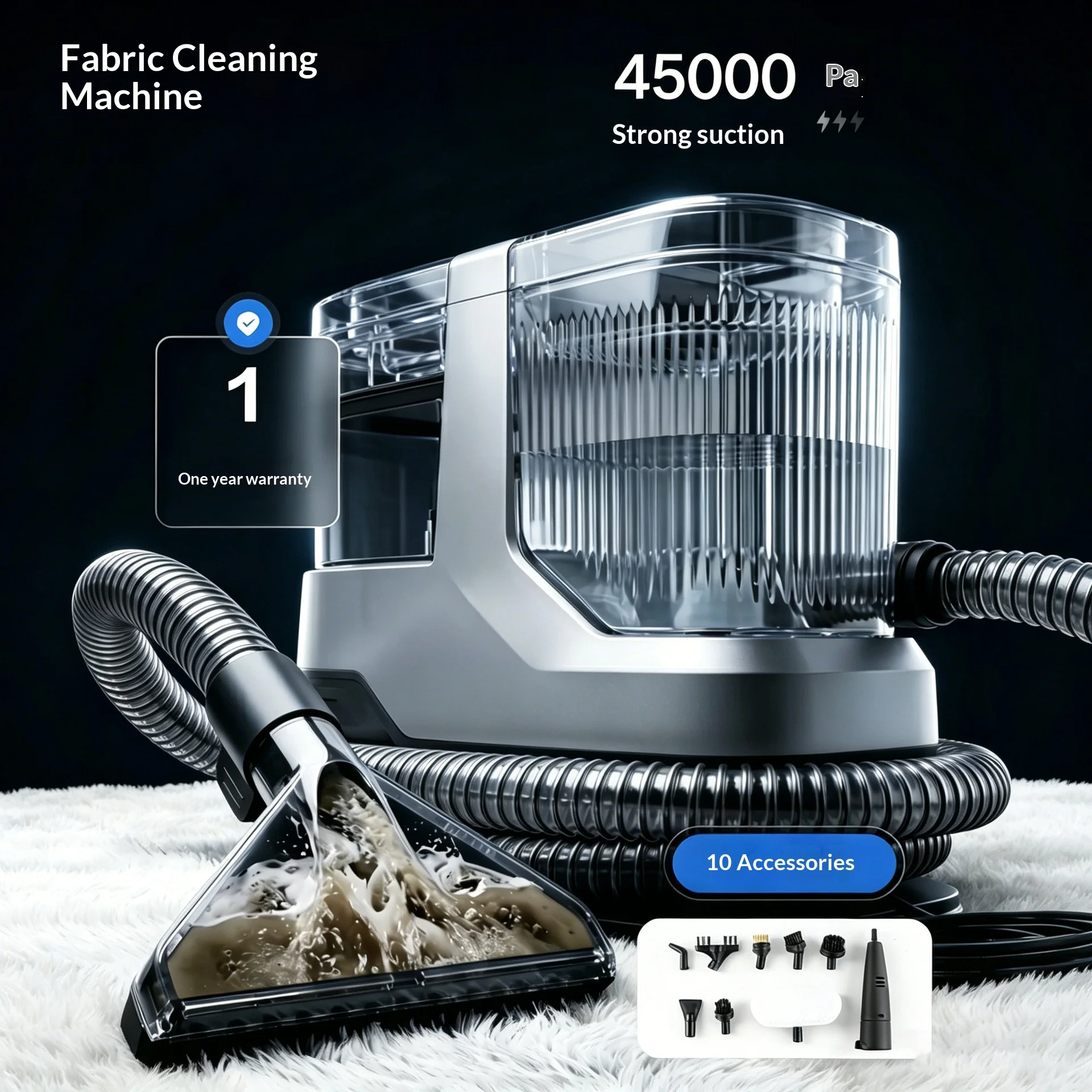 High‑Temperature Steam Fabric Cleaning Machine, Eu Standard Household Portable Spray Suction Integrated Cleaner, High Suction Fo