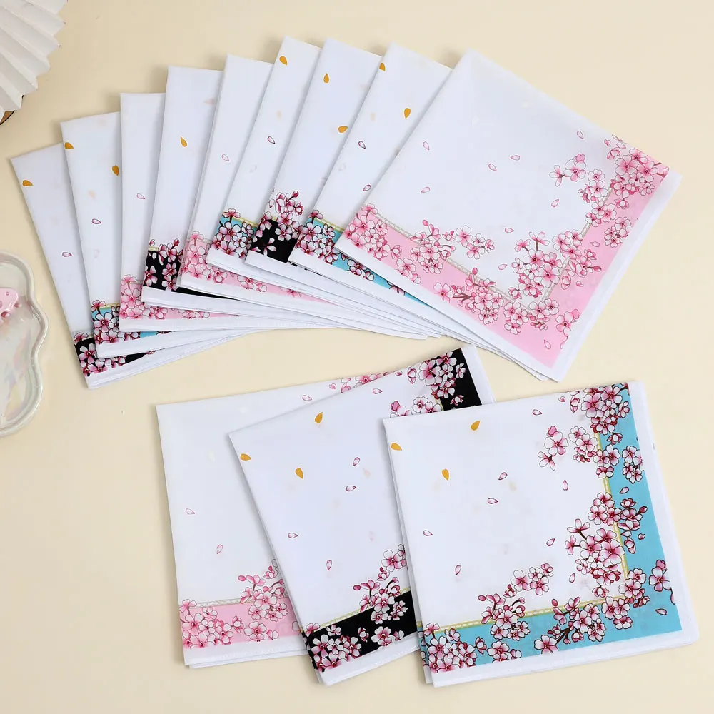 3 Packs of Pure Cotton Flower Handkerchiefs, Romantic Flower Handkerchiefs, Wedding Bride Souvenirs, Flap Pocket Pants Towels, Sweat Towels