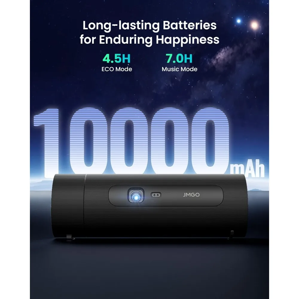 جهاز عرض Gimbal دوار جديد للزجاجة، بطارية 4.5 ساعة، جهاز عرض خارجي ذكي ومحمول، 1080P FHD، 420 لومن ISO