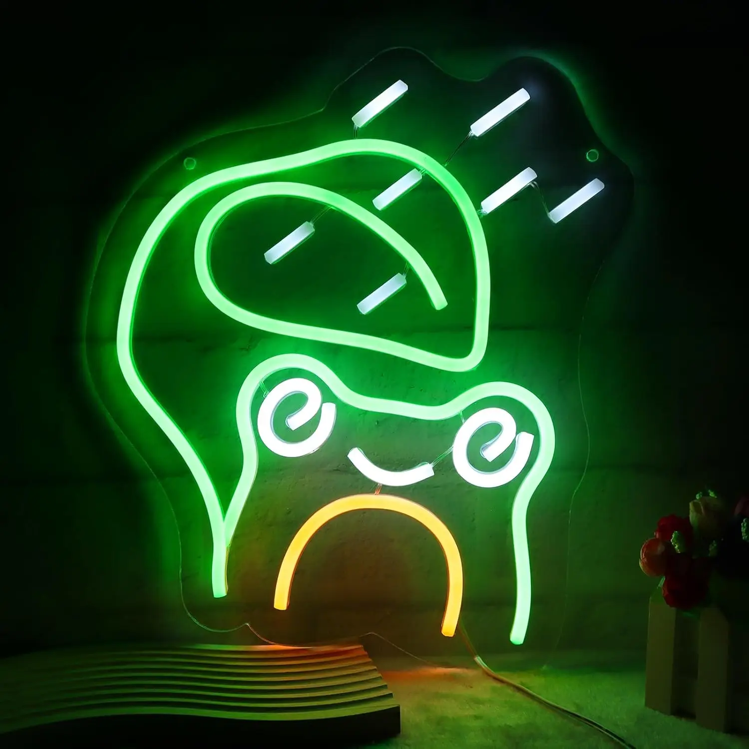 

Rainy Day Leaf Frog Neon Sign Raindrop Fun LED Neon Lights USB Powered Wall Decor Men Cave Game Room Living Room Party Bedroom