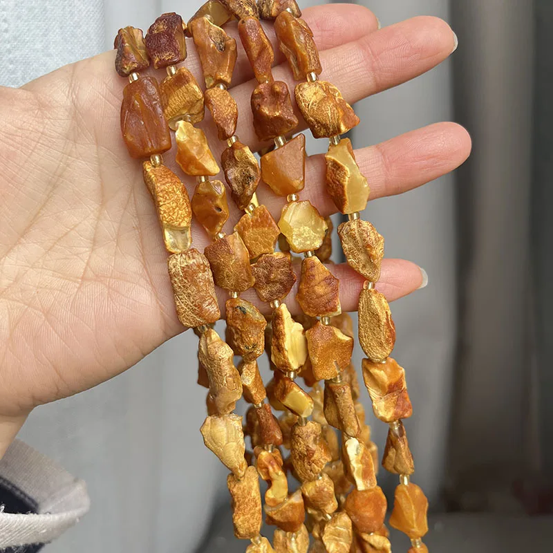 New 100% Original Amber Necklace for Unisex Good Smell Irregular Small Beads 78cm Long Chain Baltic Unique Natural Stone Jewelry