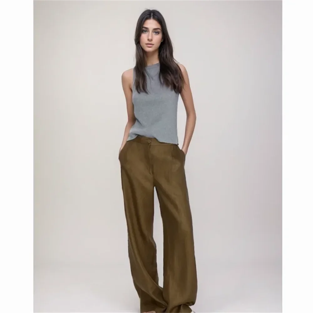 Cos Lris 2024 Spring/Summer Elegance Casual and Minimalist Style Comfortable Wide Leg Straight leg Pants