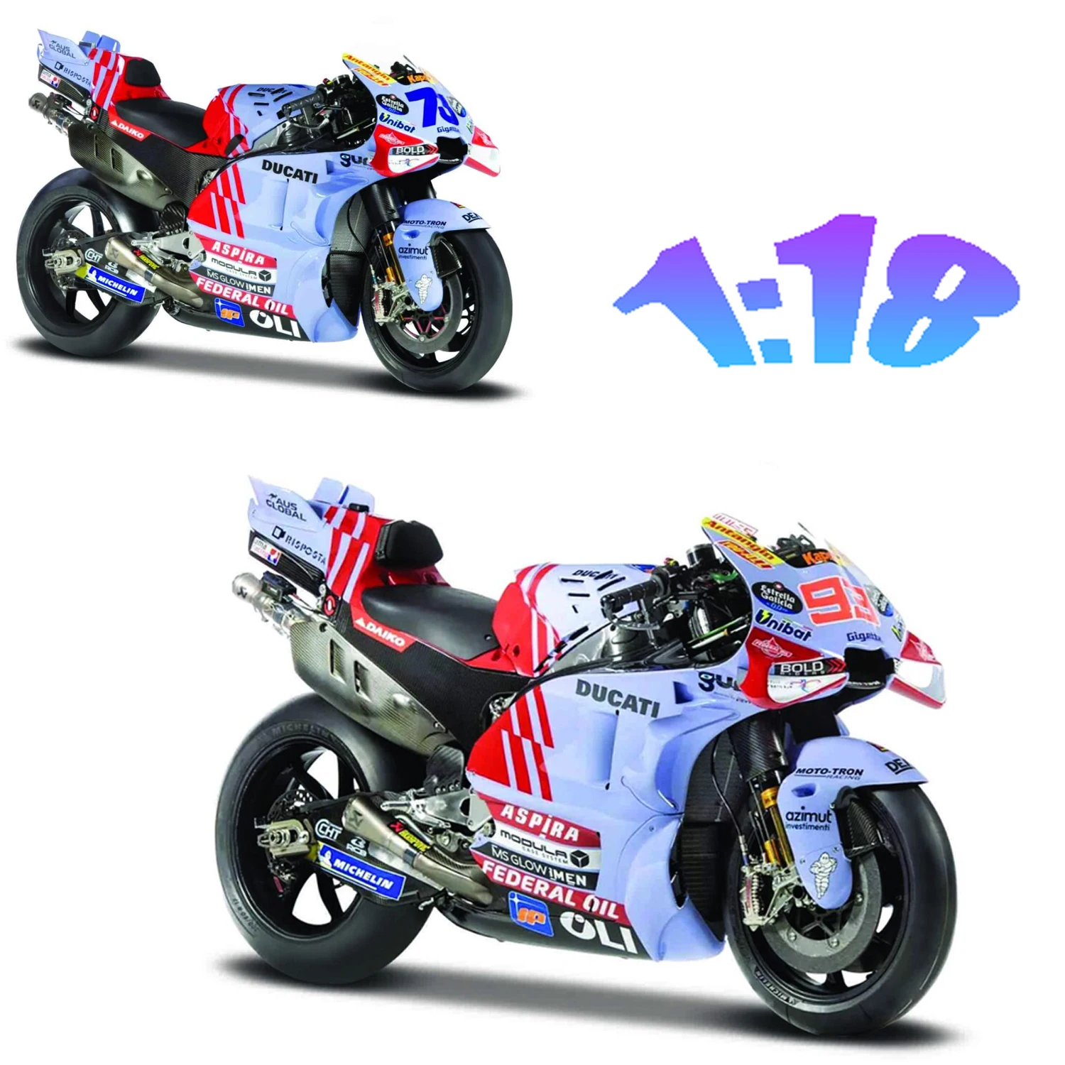 

Maisto 1:18 Gresini Racing 2024, модель мотоцикла GP, игрушка для мотоцикла 93 # Марк Маркес 73 # Статические модели мотоциклов Alex