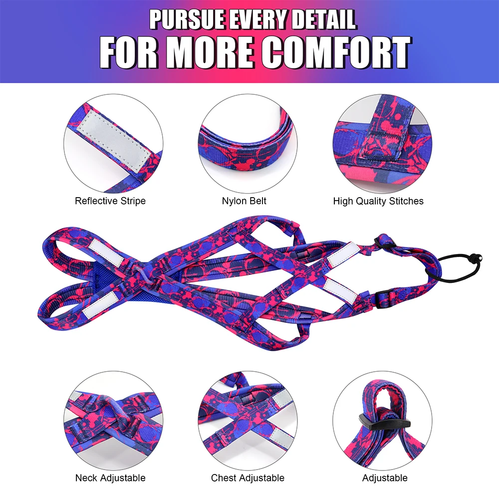 Big Dog Sledding Harness Reflective Pet Weight Pulling Sled Harness Mushing X Back Harness For Medium Large Dogs Scootering