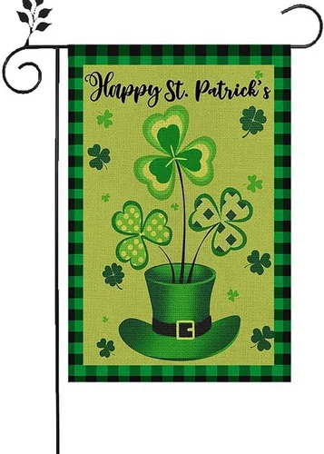 St Patrick Shamrock Garden Flag Banner Vertical Double Sided,12 x 18 Inch Buffal JJE DDI GGX