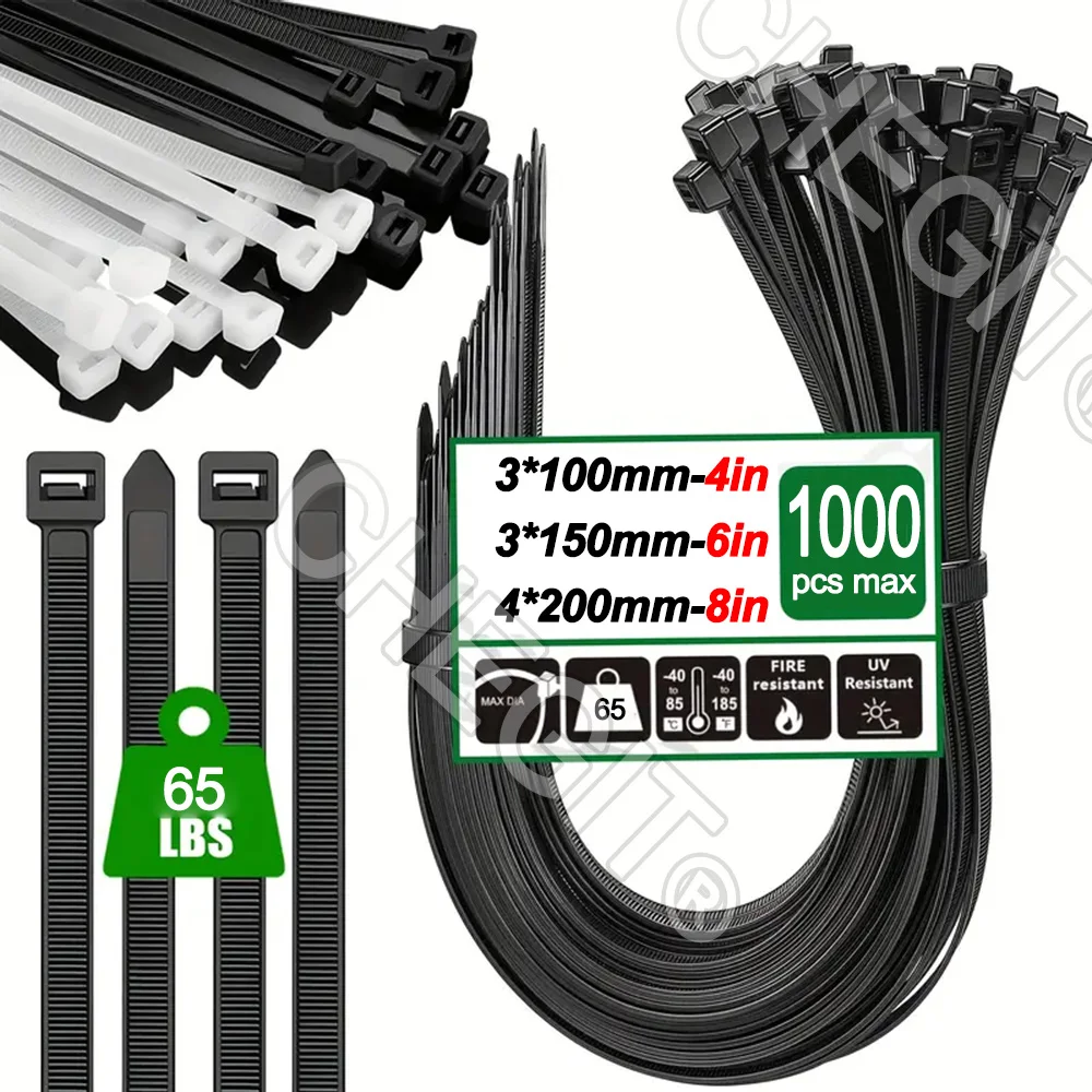 100-1000pcs Plastic Flanges Ties Cable Greenhouse Plastic Straps Velcro Nylon Cable Ties Clamp Self-locking Fastening Wire Ties