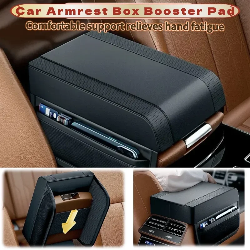 2024 New Car Armrest Box Heightened Armrest Pad Car Universal Elbow Rest Armrest Pad With Pocket Central Memory Foam Storage Box