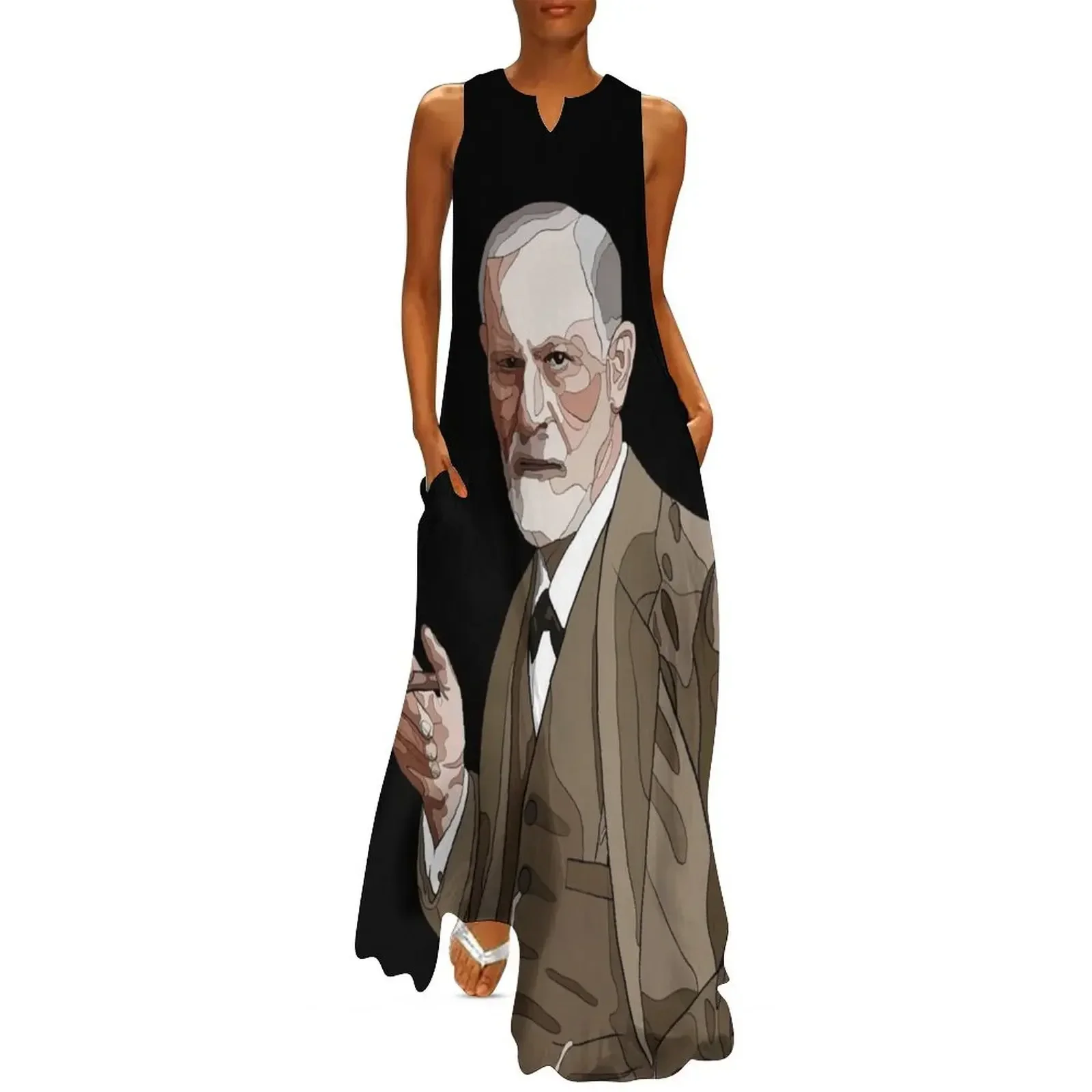 

Illustration of Sigmund Freud - founder of psychoanalysis / psychology Long Dress dresses summer woman 2025 Dress