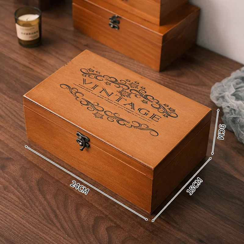 Nordic Storage Box Vintage Solid Wood Storage Cabinet Desktop Sorting Flipping Wooden BOX Makeup Table Decoration