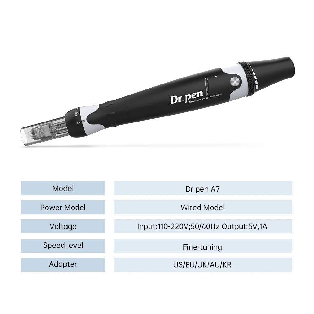 Dr. Pen-Kit profesional Ultima A7, pluma de belleza eléctrica multifunción auténtica con cable, Kit de cuidado de la piel para cara y cuerpo