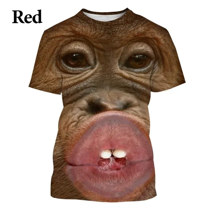 

Fashionable casual gorilla monkey T-shirt 3D printed fun hip-hop T-shirt animal personality ugly imitation T-shirt plus size 6XL