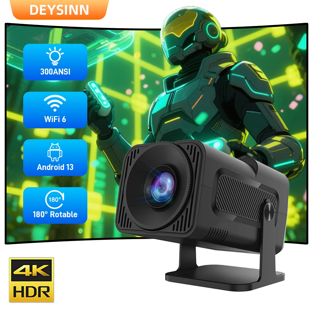 

DEYSINN 4K Game Projector X12 Plus Android 13 MINI Portable Wifi 6 260 ANSI BT5.4 1080P 720P VIDEO Home Cinema Outdoor Projector