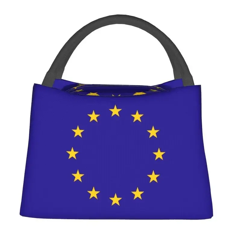 

Custom EU European Union Flag Lunch Bag Men Women Cooler Thermal Insulated Lunch Boxes for Picnic Camping Work Travel