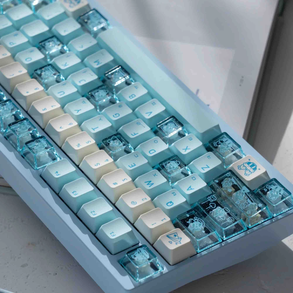 Cute Rabbit Theme Keycap 245Key PBT+PC Custom Personalized Keyboard Cap Cherry Profile KeyCap for Mechanical Keyboard Accessory