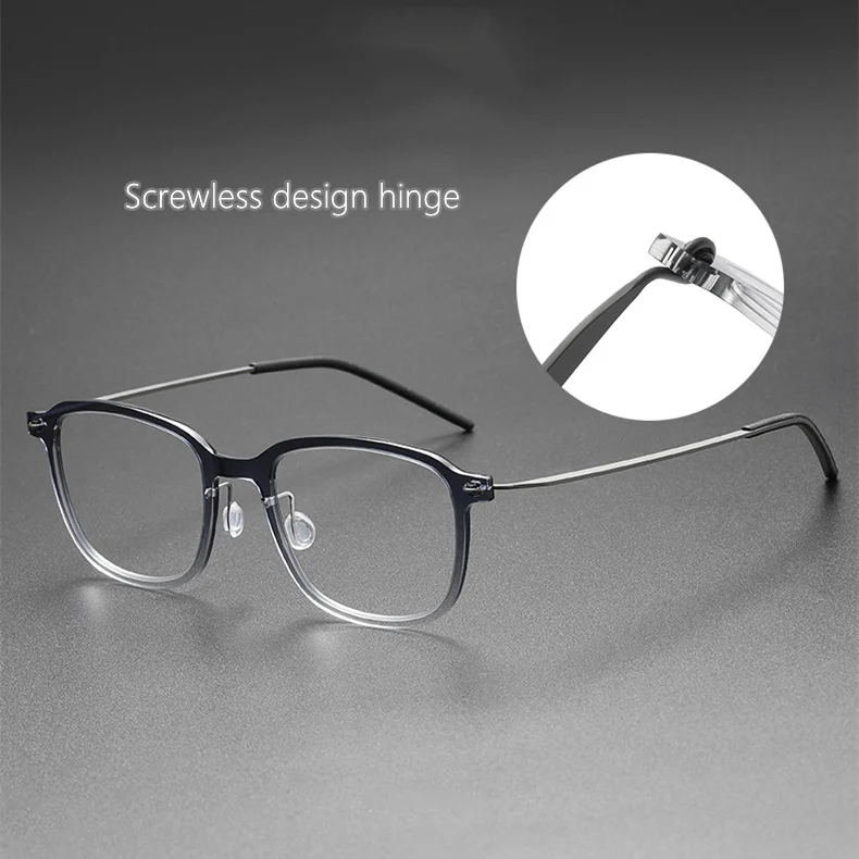 Nordic style, screwless minimalist design 5g ultra-thin Fiberglass eyeglasses square frame for man and woman now. titanium 6510