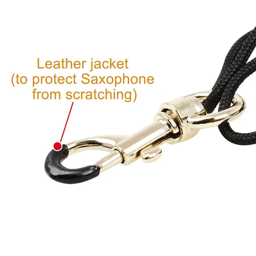 M MBAT Adjustable Saxophone  Leather Harness Shoulder Strap Belt High Quality Sax Neck Straps with Hook Clasp Saxophone Parts