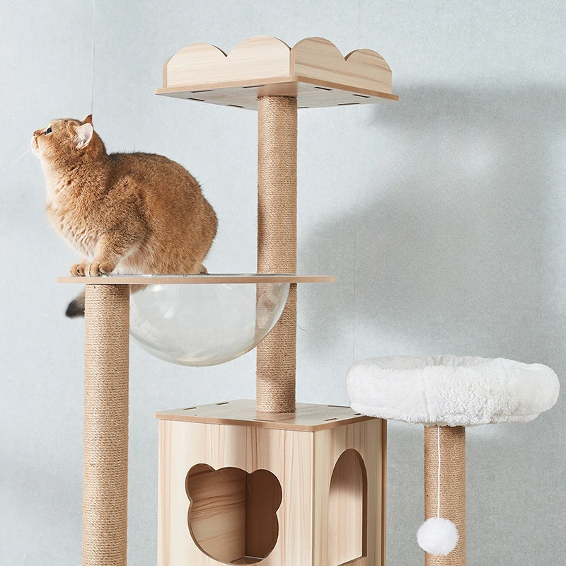 Imagem -03 - Estrutura Multi-layer Cat Climbing Frame Madeira Maciça Casa na Árvore Coluna Brinquedo Jogo Multi-layer