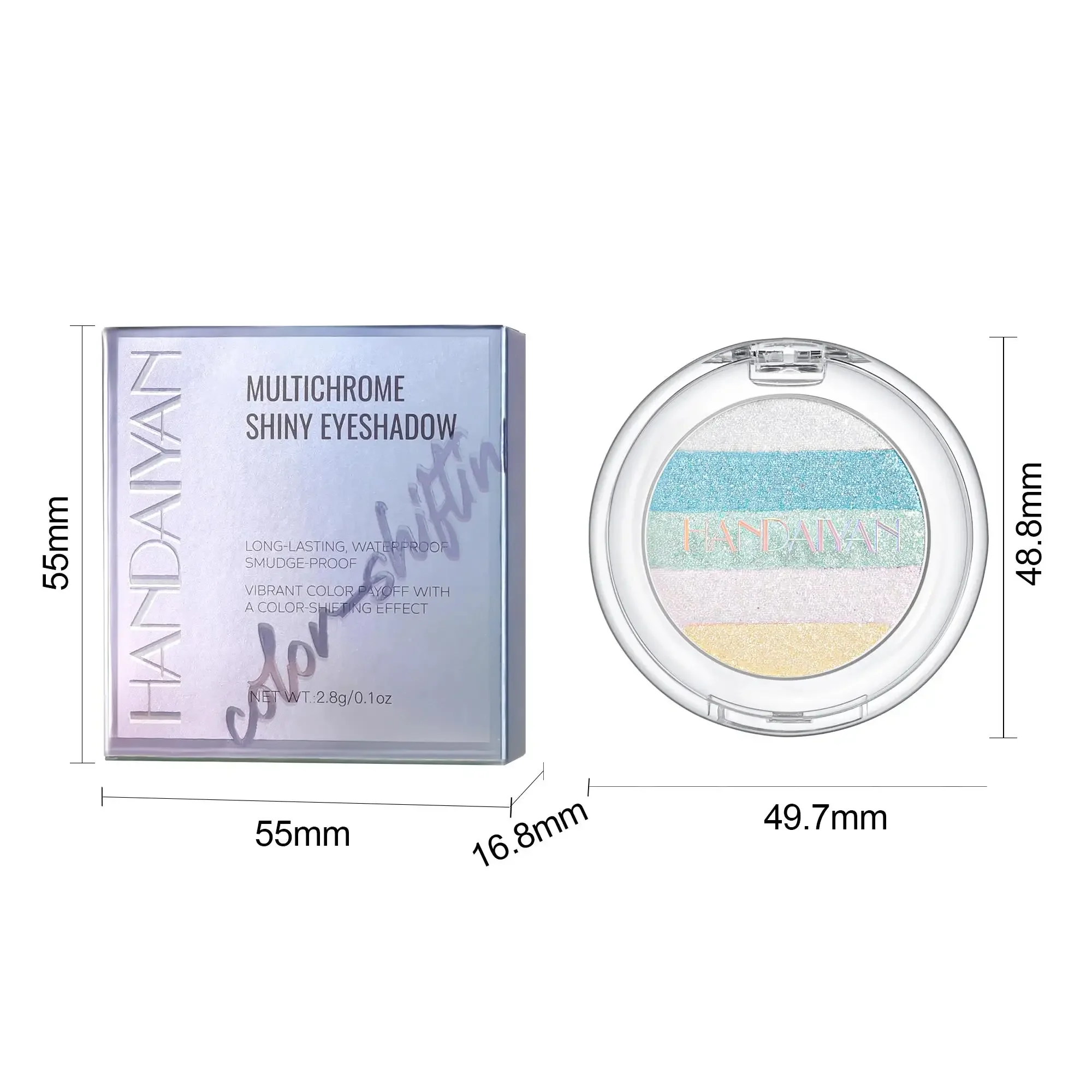 Langlebige Lidschatten-Palette aus gepresstem Puder, wasserfest, hochpigmentierter Regenbogen-Textmarker, Chamäleon-Glitzer-Schönheit