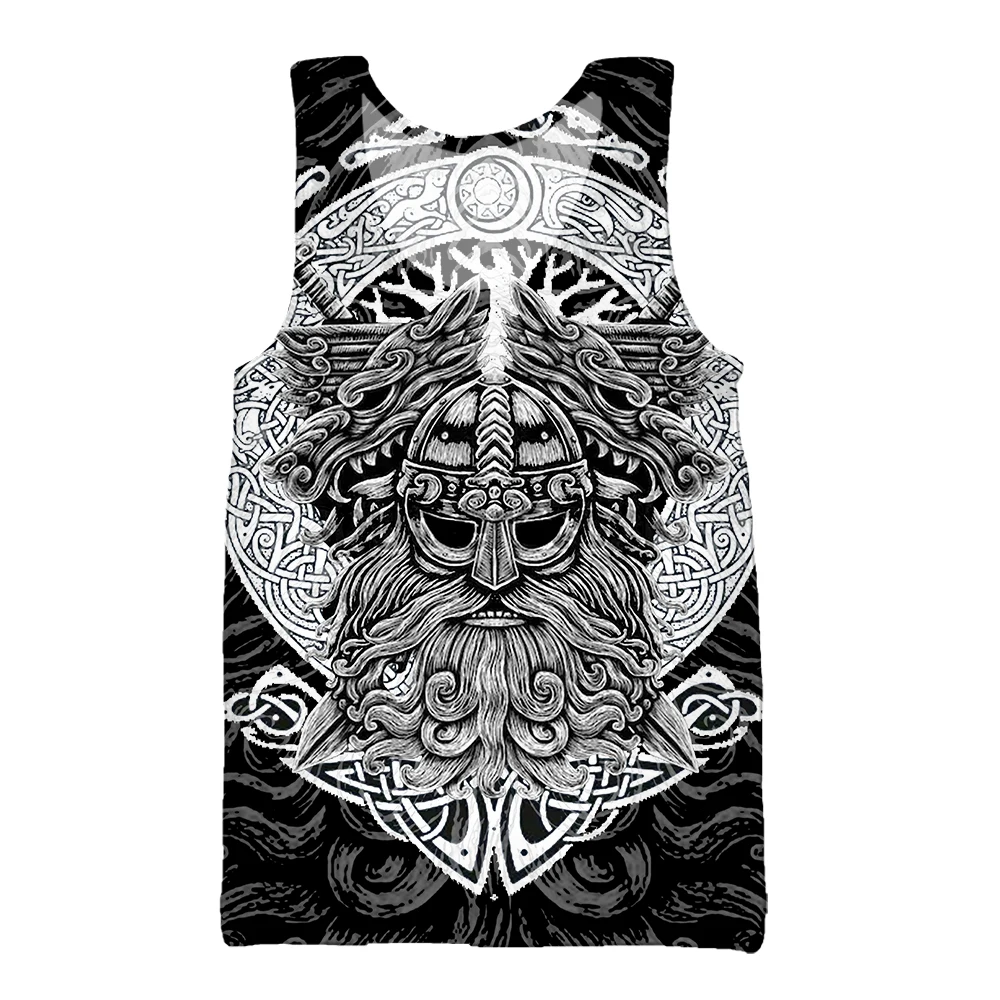 SONSPEE Summer 3D Printed Víkingar Vest Fashion Pirate Vintage Tank Top Sleeveless Europe Historical Figure Garment for Men