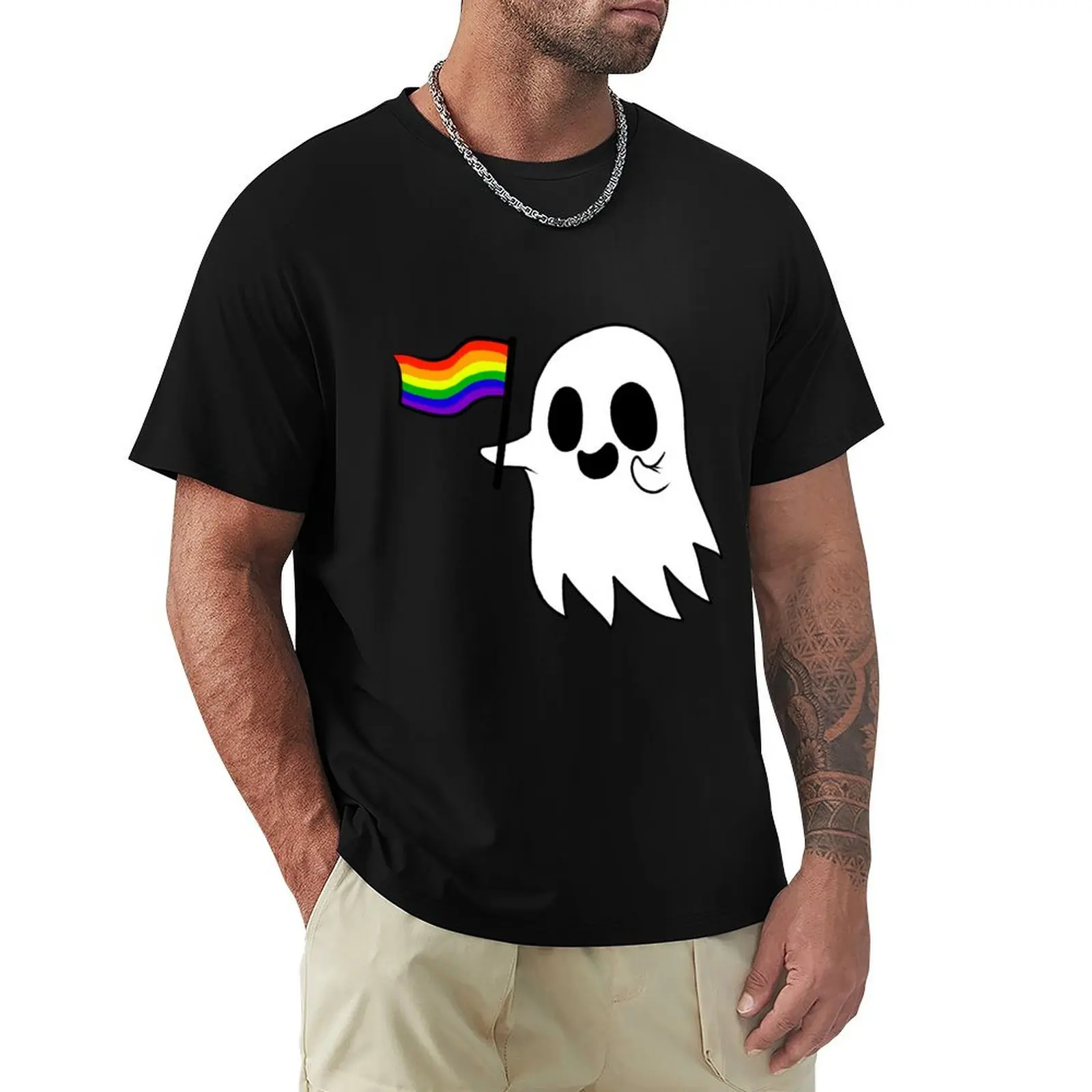 Gay Pride Ghost T-Shirt Breathable Workout Short Sleeve Top