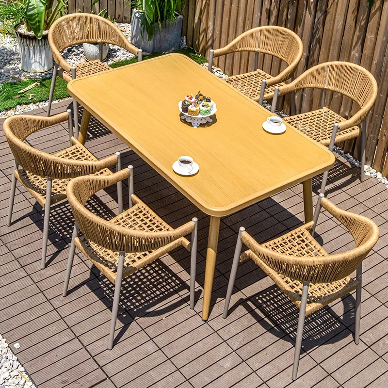 

Outdoor tables and chairs courtyard rattan chairs household combination terrace villa dining table and chairs