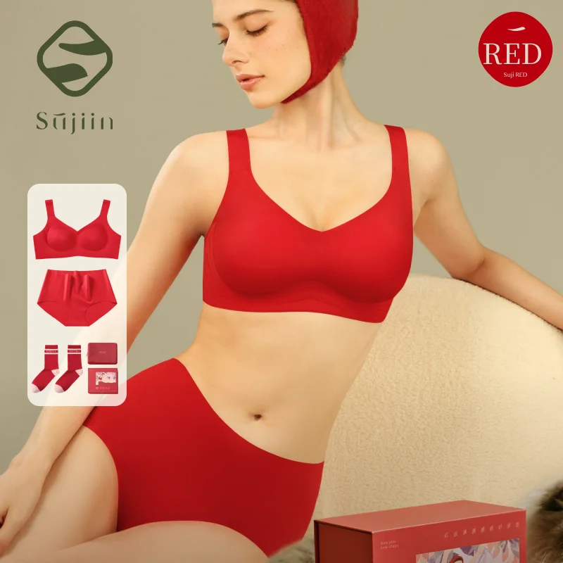 

SUJIIN Womens 2 Piece Bra and Panty Set Push Up Comfortable Seamless Full Coverage Bras Female Minimizer High Quality Bra Women