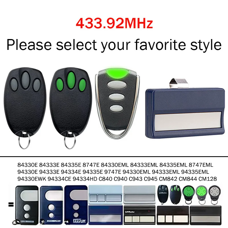 94335E 94330E 84330E 84333E 84335E 84330EML 84333EML 84335EML C945 1A5639-7 Remote Control Garage Door Opener Command 433.92MHz