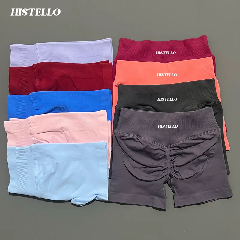 HISTELLO Impacts Shorts Df Substitute High Waist Women Yoga Workout Shorts Seamless Leggings Stretch Fitness Gym Running Shorts