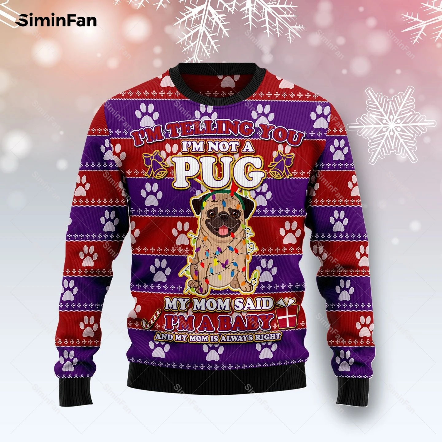 

Pug Baby Ugly Christmas Sweater 3D All Over Printed Men Pullover Casual Sweatshirt Couple Long Sleeve Shirts Unisex Female Tops