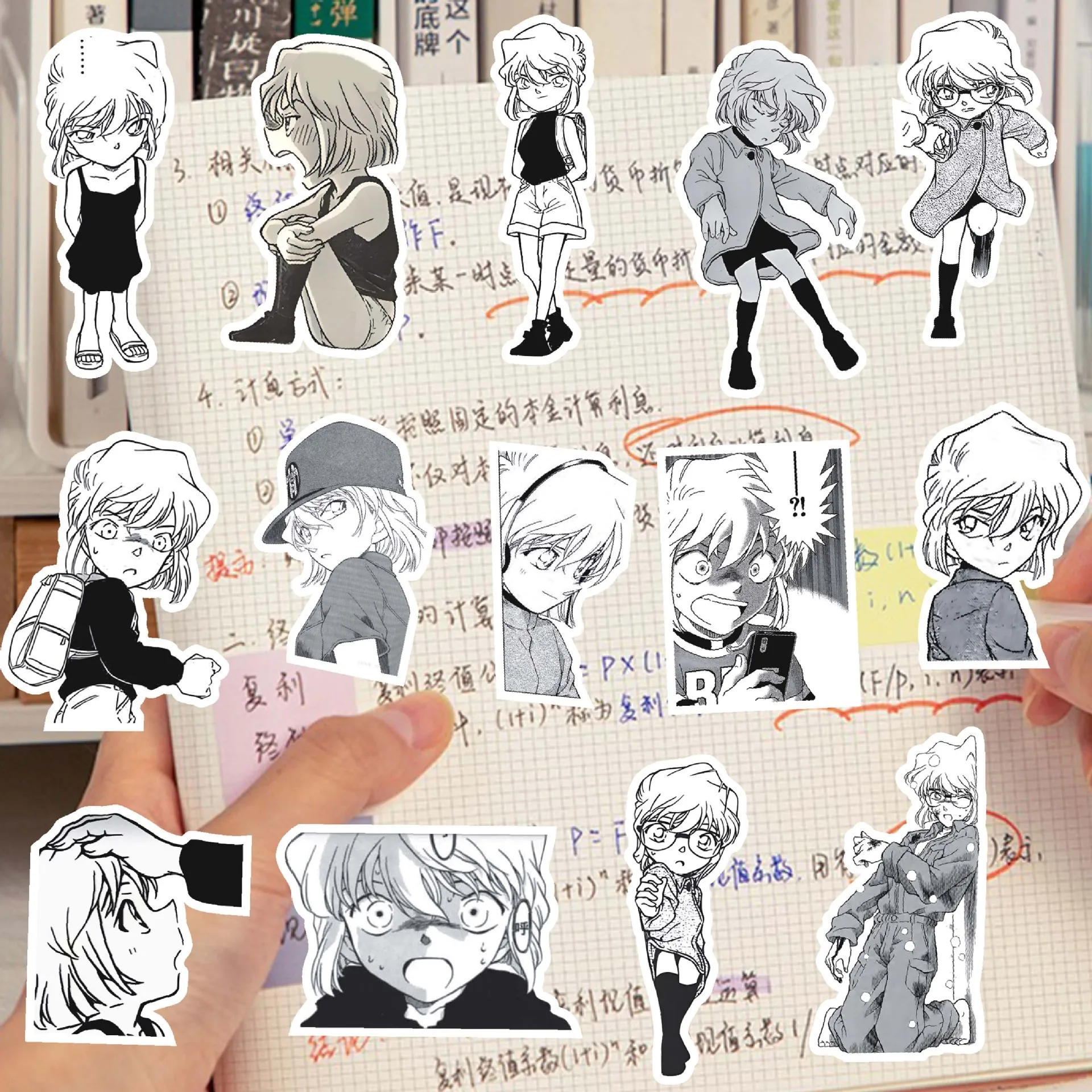 75 قطعة Ai Haibara واحدة أبيض وأسود يوم الكرتون المحقق كونان الطرفية الديكور دفتر اللوحي كتيب ملصقات