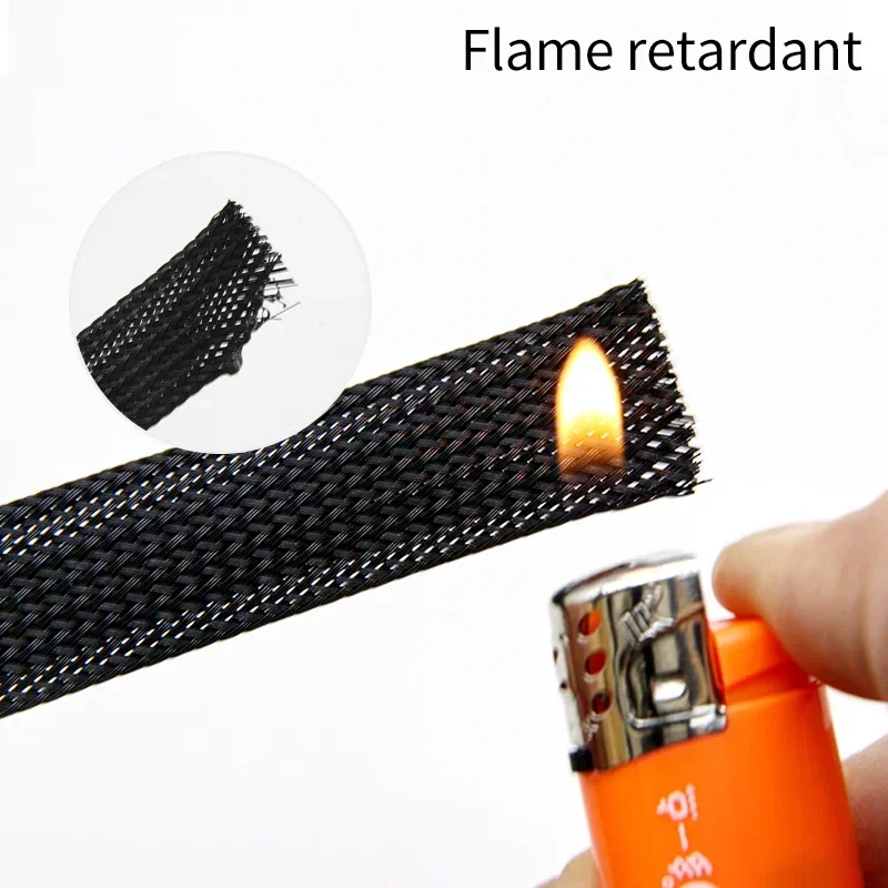 10M Insulated PET Braid Sleeving 2/4/6/8/10/12/14/16/20/25/30/40mmHigh Density Wire Wrap Sheath Protector Black Red Cable sleeve