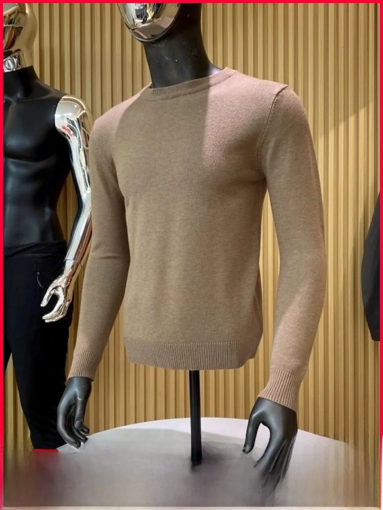 

Мягкий, удобный вязаный свитер с круглым вырезом, однотонный, теплый, модный, стильный, с длинными рукавами, зимний пуловер