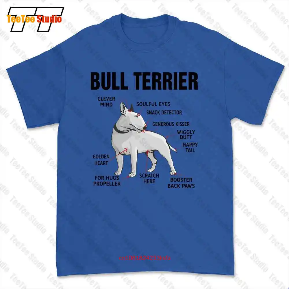 Koszulka zabawna dla miłośników zwierząt t-shirt z motywem psa rasy Bull Terrier wektor sztuka anatomia tatuaż