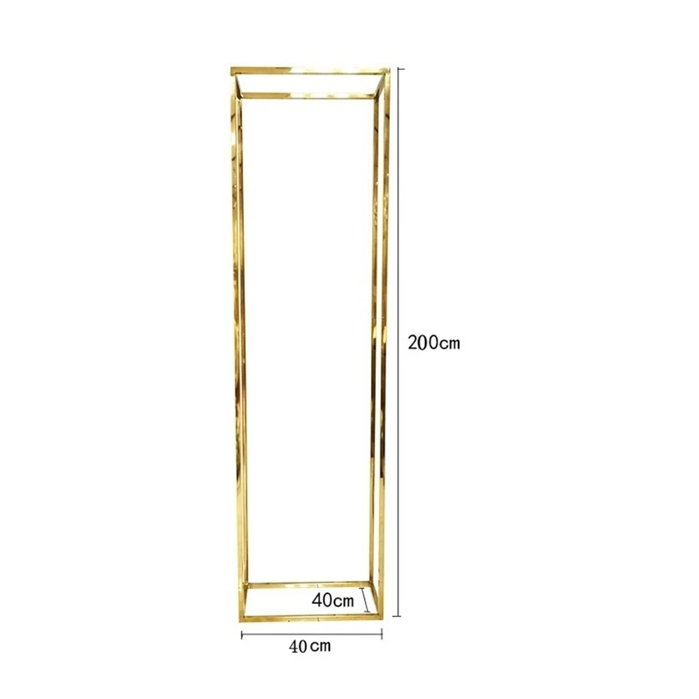 6.5ft Wedding Stand Large Shiny Gold-plated Rectangular Screen Iron Arch Stand Frame for Wedding Flower Decoration Party Props