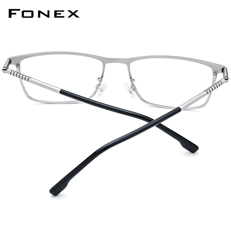 FONEX Progressive Prescription Eyeglasses Anti Blue Photochromic Myopia Optical Lenses Men Square Titanium Glasses Eyewear 85915