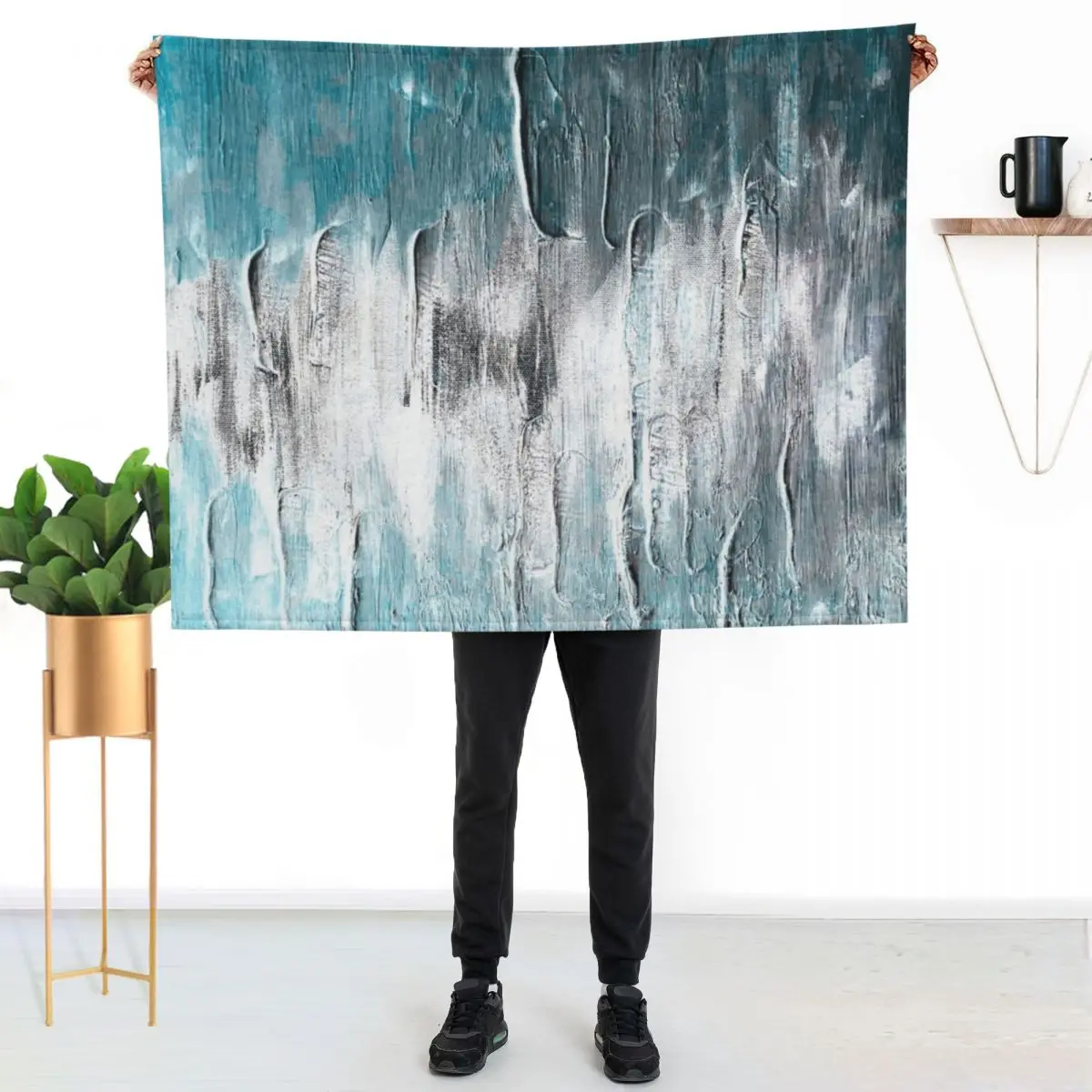 Ocean teal and blue waves abstract Throw Blanket Thermals For Travel Winter beds Beach anime Polar Retros Blankets