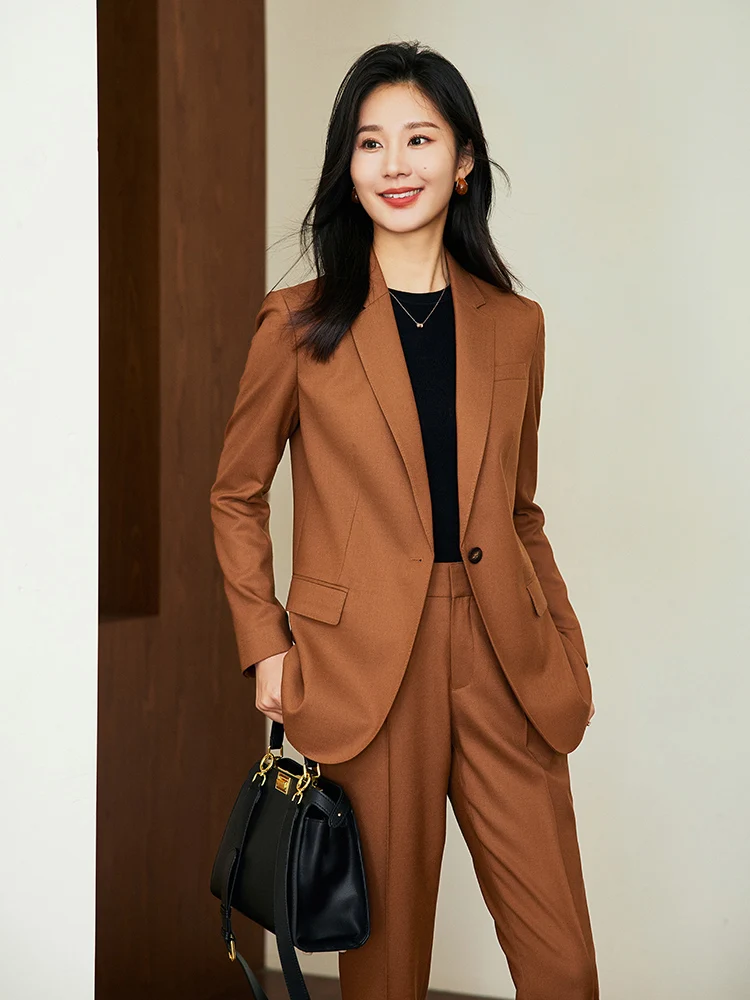 

Diisia Spring Autumn Women's Suit Jaet 2025 New Sle Merlot Color Commute Lady's Woolen Long Sve Button up Suit Set