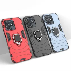 For Realme Note 50 Case Realme Note 50 Cover Shockproof Armor PC Silicone Metal Stand Protective Phone Back Cover Realme Note 50