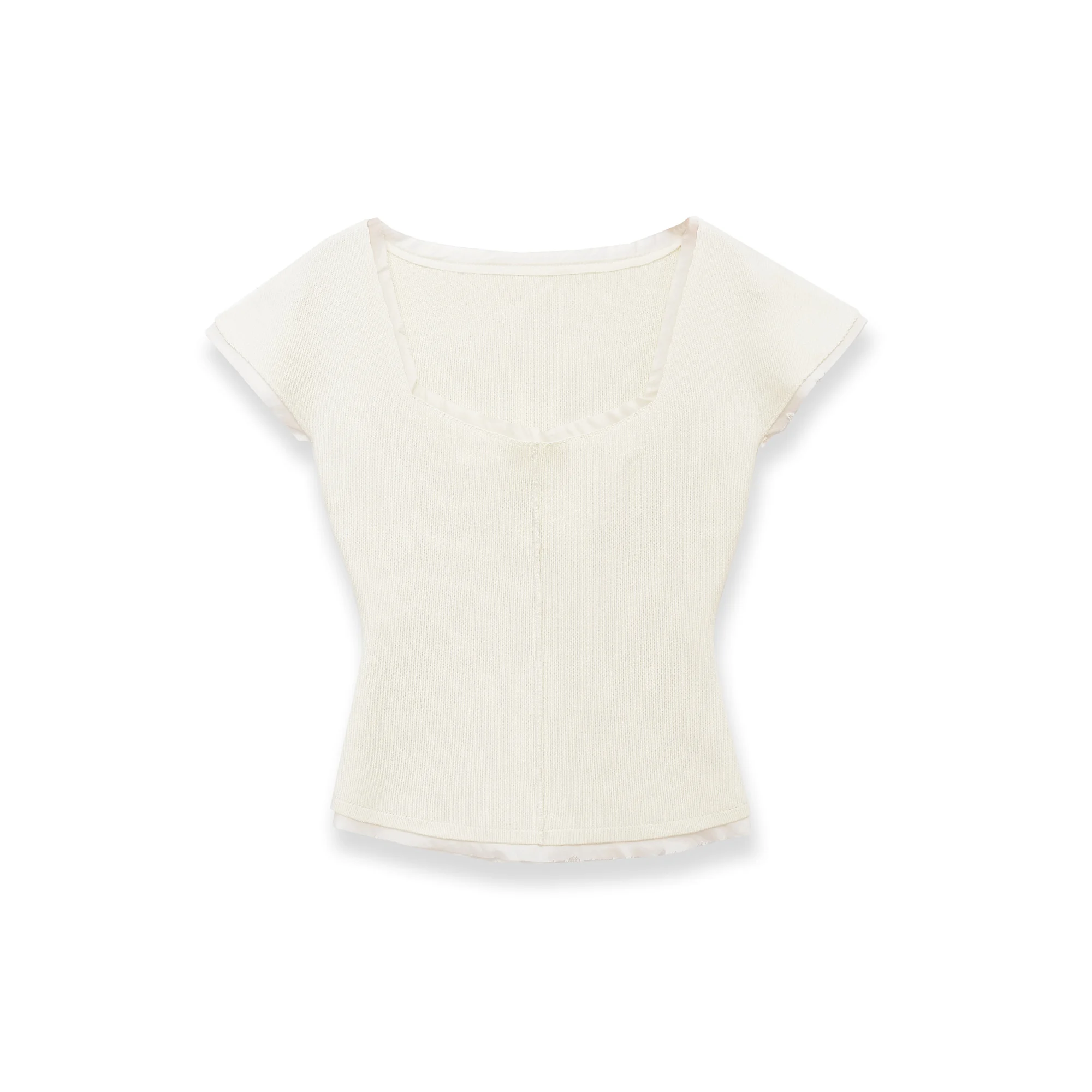 

Vintage Short Sleeve Crop Top Trim Square Collar Vintage Sweater Women Harajuku Chic Ribbed Basic Casual Streetwear
