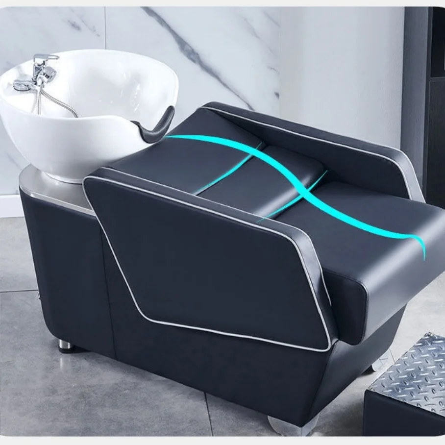 

! Современное керамическое кресло-мойка для салона красоты с керамической раковиной, из синтетической кожи, удобный дизайн, прочное, экологичное, для парикмахерских.